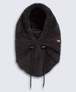 Womens Sherpa Fluffy Adjustable Balaclava - Black