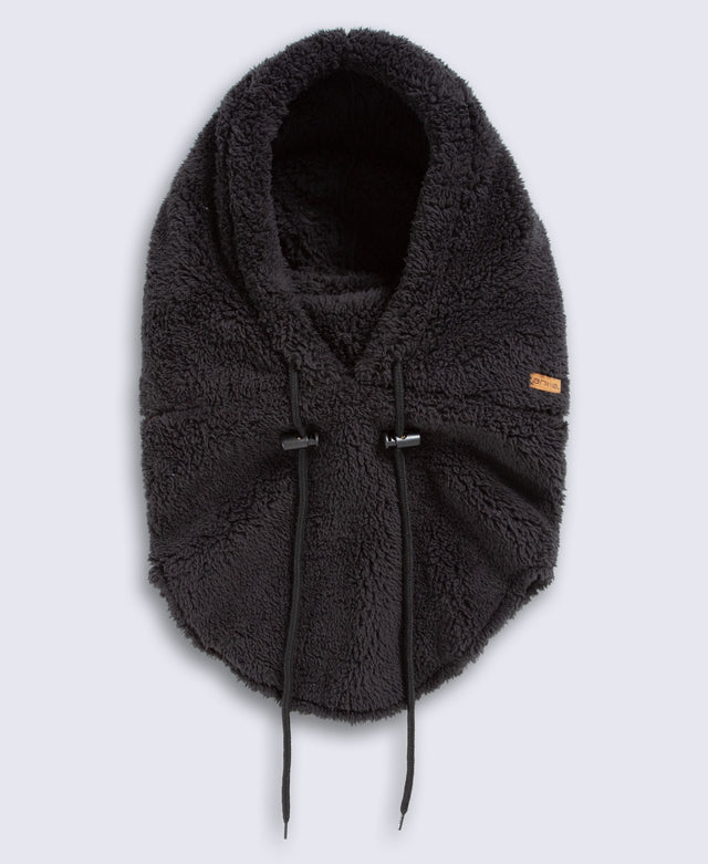 Womens Sherpa Fluffy Adjustable Balaclava - Black