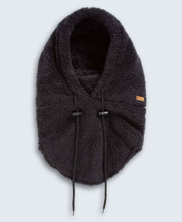 Womens Sherpa Fluffy Adjustable Balaclava - Black