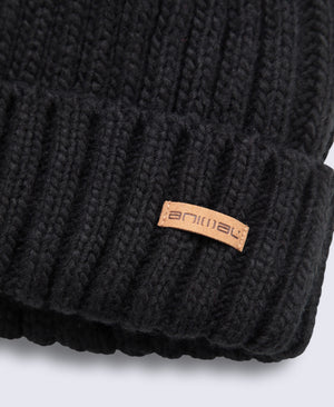 Geneva Womens Sherpa Lined Pom Beanie - Jet Black