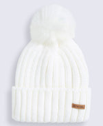Geneva Sherpa Lined Pom Beanie - White