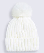 Geneva Sherpa Lined Pom Beanie - White