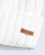 Geneva Sherpa Lined Pom Beanie - White