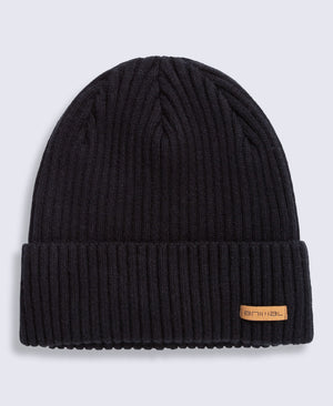 Bobbi Sherpa Lined Ribbed Beanie - Black