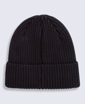 Bobbi Sherpa Lined Ribbed Beanie - Black