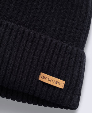 Bobbi Sherpa Lined Ribbed Beanie - Black