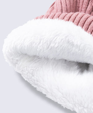 Bobbi Sherpa Lined Ribbed Beanie - Pink