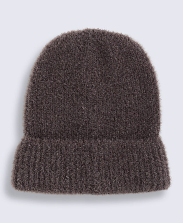 Fluffy Womens Beanie - Light Brown