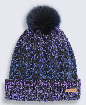 Celeste Womens Fleece Lined Pom Beanie - Purple