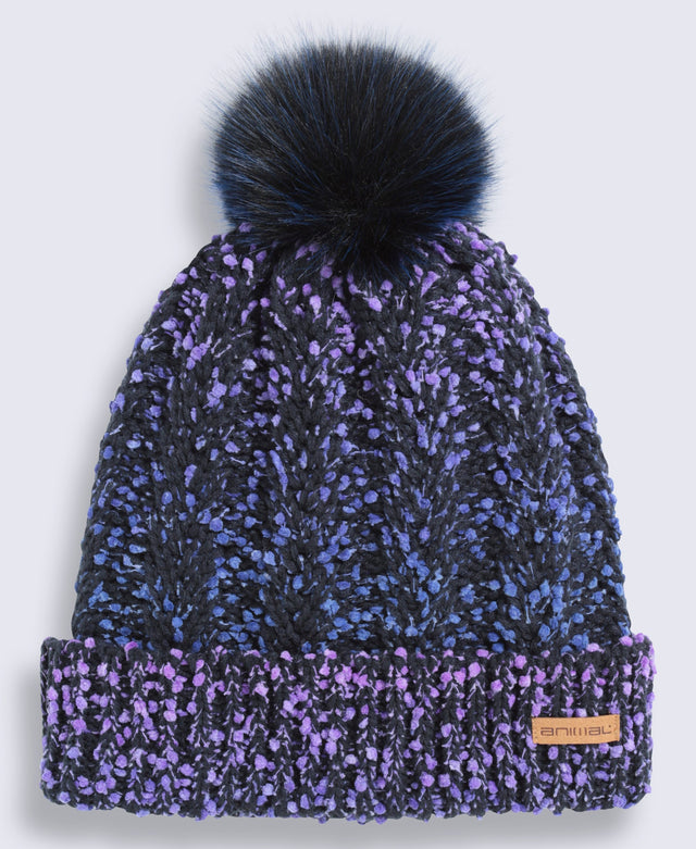 Celeste Womens Fleece Lined Pom Beanie - Purple