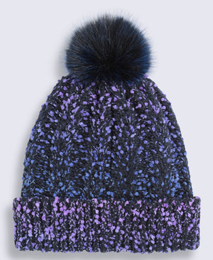 Celeste Womens Fleece Lined Pom Beanie - Purple