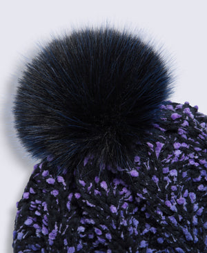 Celeste Womens Fleece Lined Pom Beanie - Purple