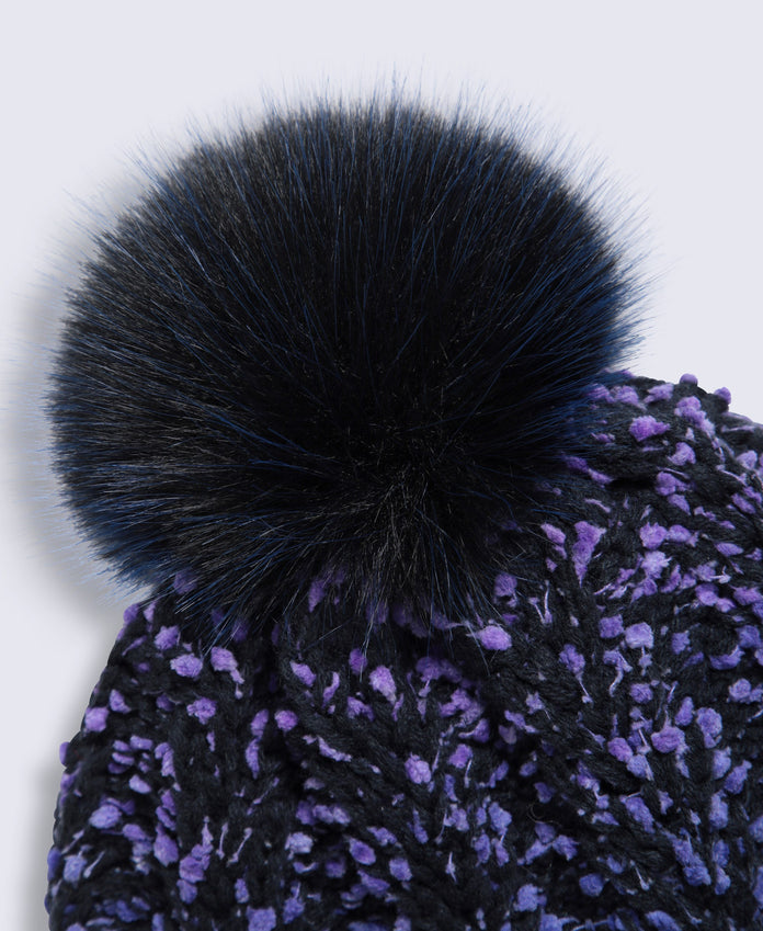 Celeste Fleece Lined Pom Beanie - Purple