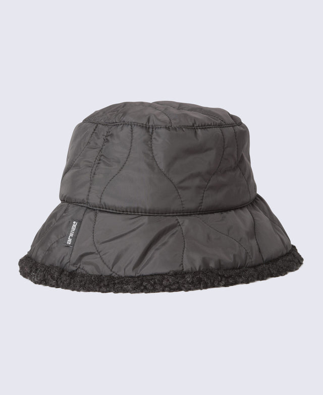 Ellie Womens Quilted Borg Lined Bucket Hat - Black