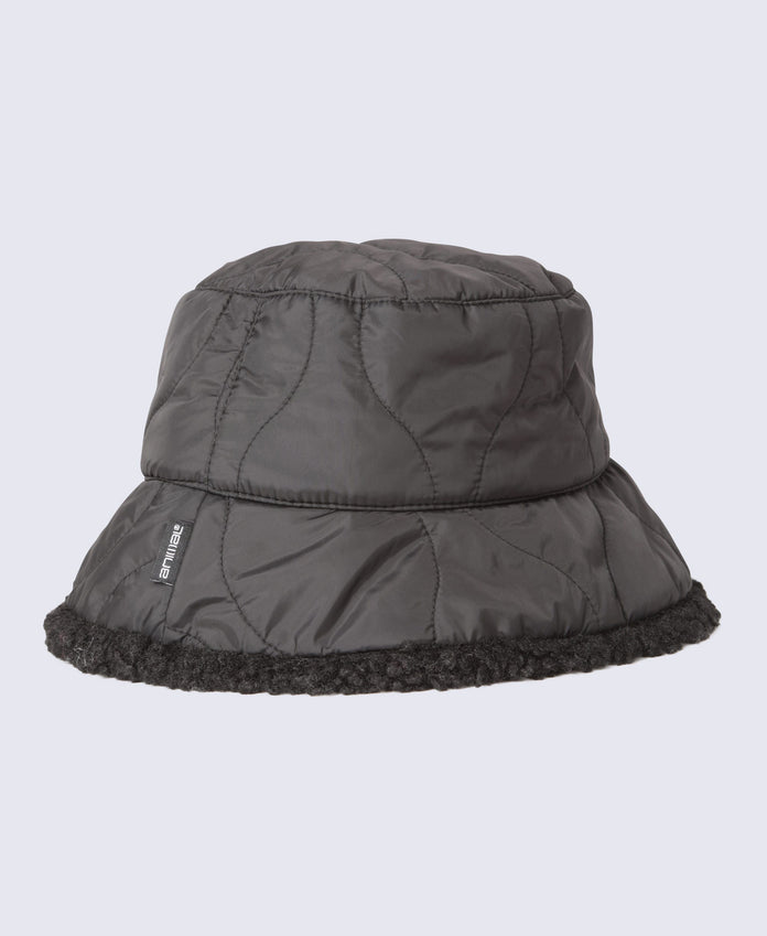 Ellie Womens Quilted Borg Lined Bucket Hat - Black