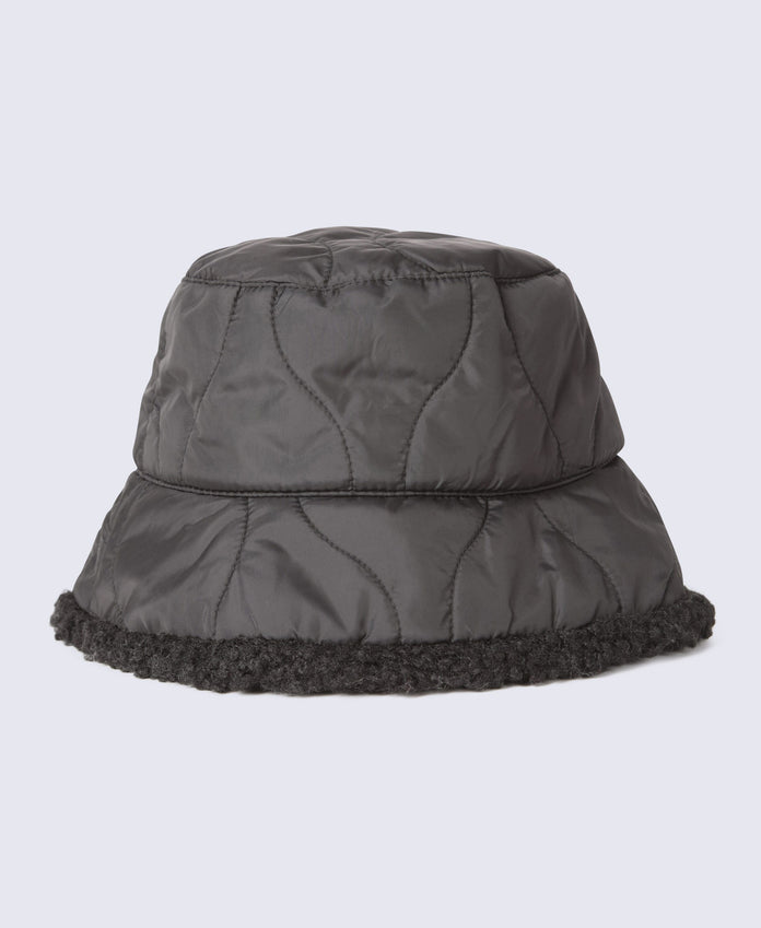 Ellie Womens Quilted Borg Lined Bucket Hat - Black