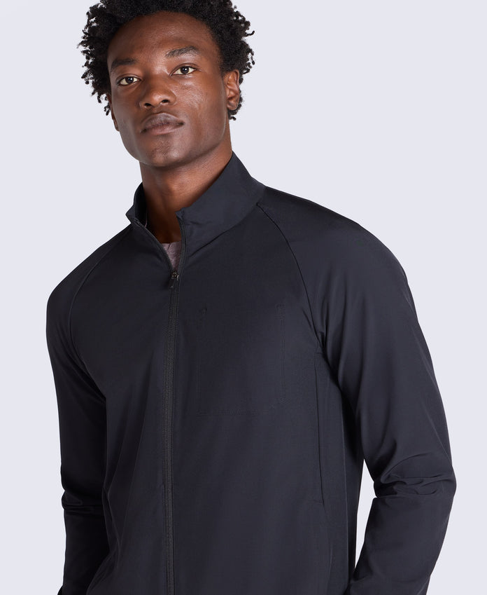 Avenue Mens Lightweight Funnel Neck Jacket - Black