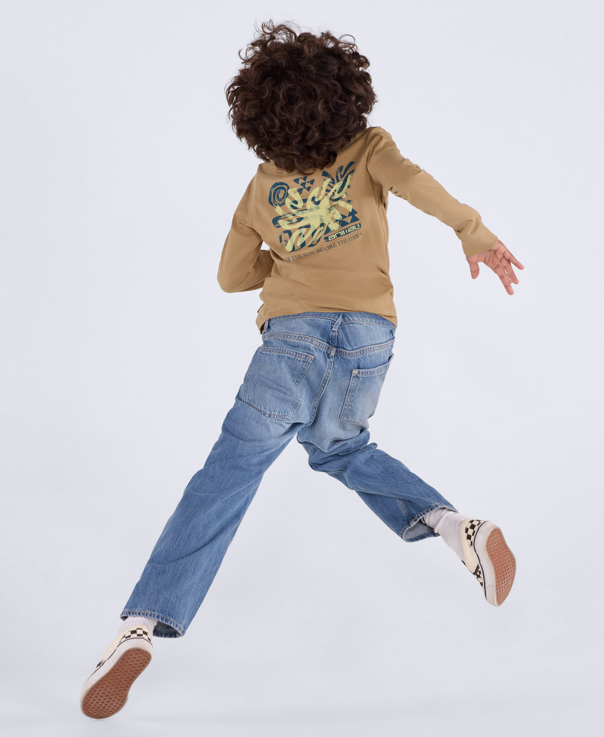 Kids Graphic Long Sleeve Tommy T-Shirt - Tan