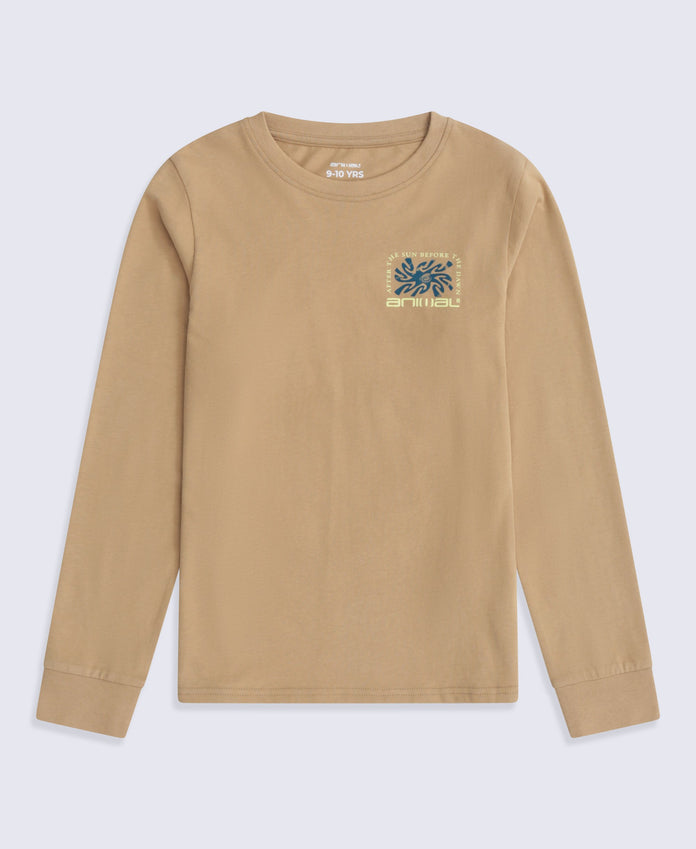 Kids Graphic Long Sleeve Tommy T-Shirt - Tan
