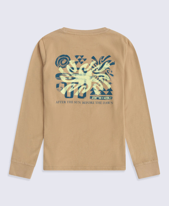 Kids Graphic Long Sleeve Tommy T-Shirt - Tan