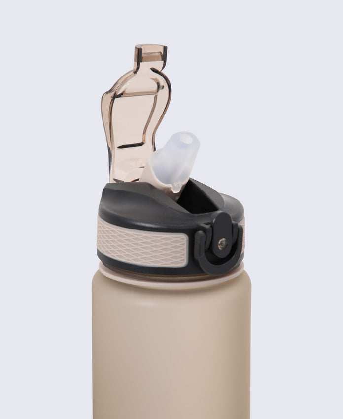 BPA Free Wide Push Lid Water Bottle 600ml - Beige
