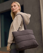 Eden Quilted Shopper Bag - Dark Brown