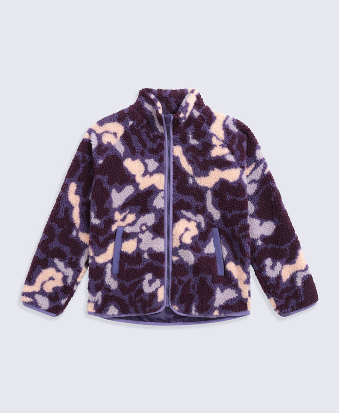 Sophie Kids Curve Hem Full Zip Fleece - Dark Purple
