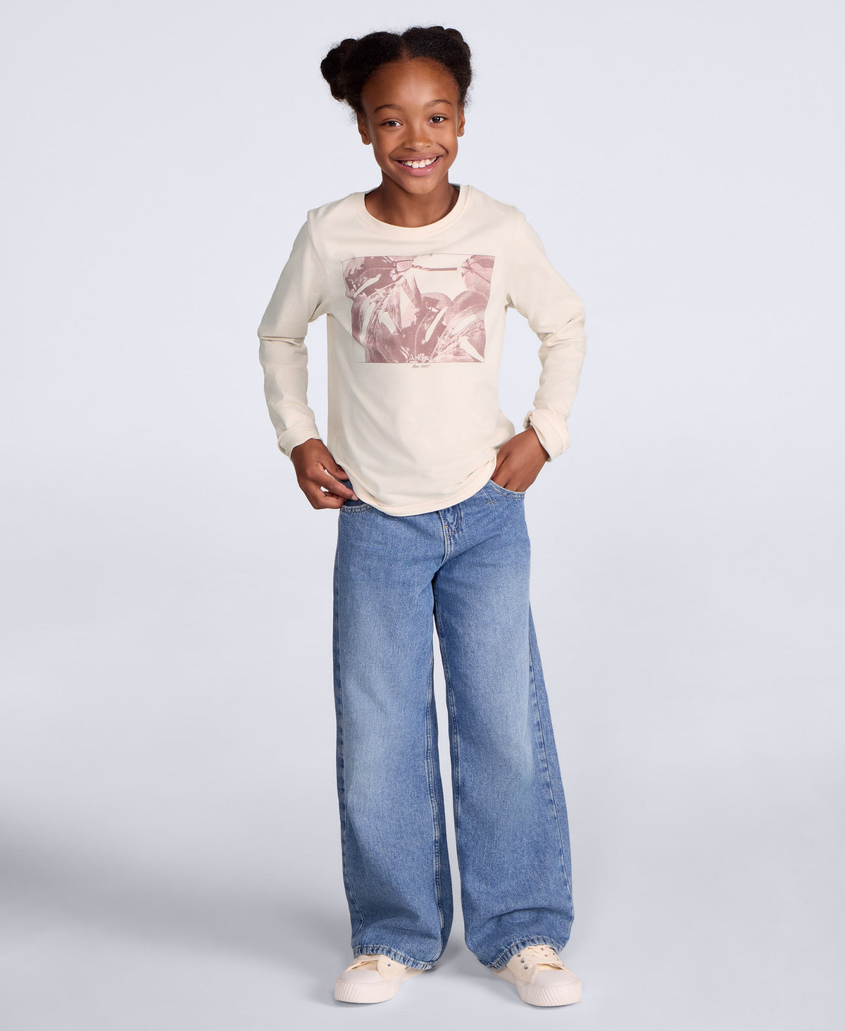 Harper Kids Long Sleeve Graphic T-Shirt - Off White
