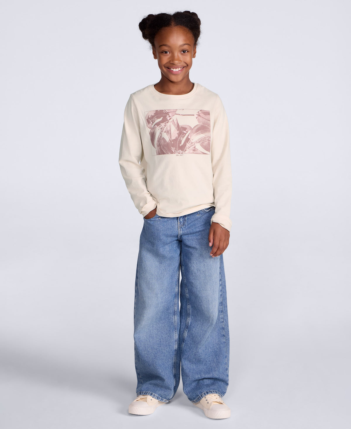 Harper Kids Long Sleeve Graphic T-Shirt - Off White