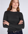 Evo Rib Womens Crew Long Sleeve Top - Black