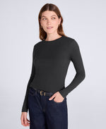 Evo Rib Womens Crew Long Sleeve Top - Black