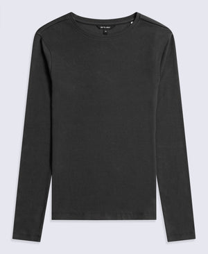 Evo Rib Womens Crew Long Sleeve Top - Black