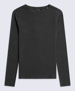 Evo Rib Womens Crew Long Sleeve Top - Black