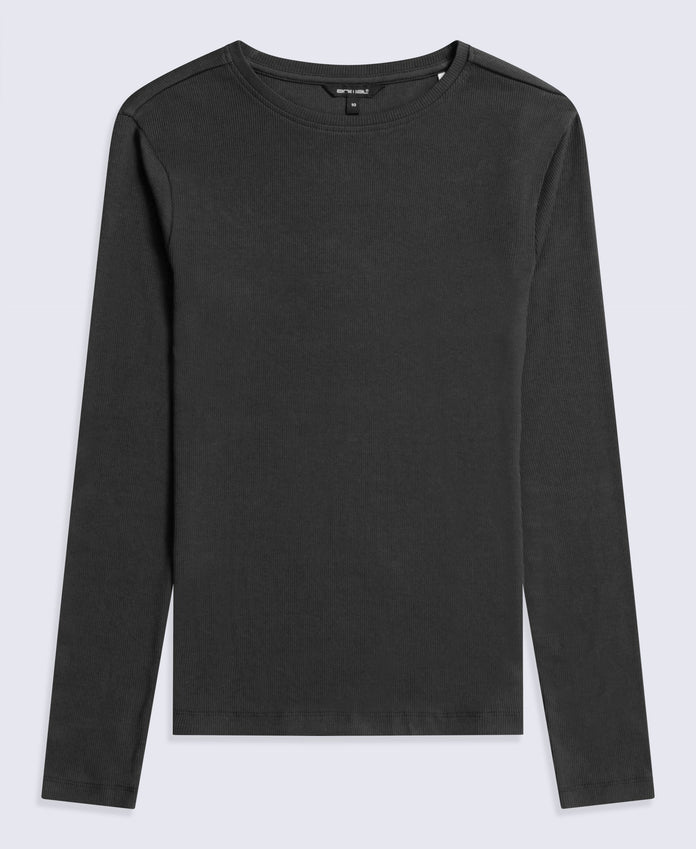 Evo Rib Womens Crew Long Sleeve Top - Black