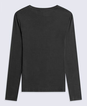 Evo Rib Womens Crew Long Sleeve Top - Black