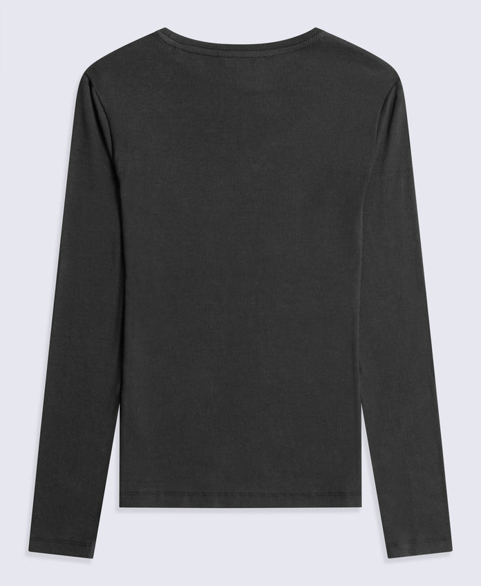 Evo Rib Womens Crew Long Sleeve Top - Black