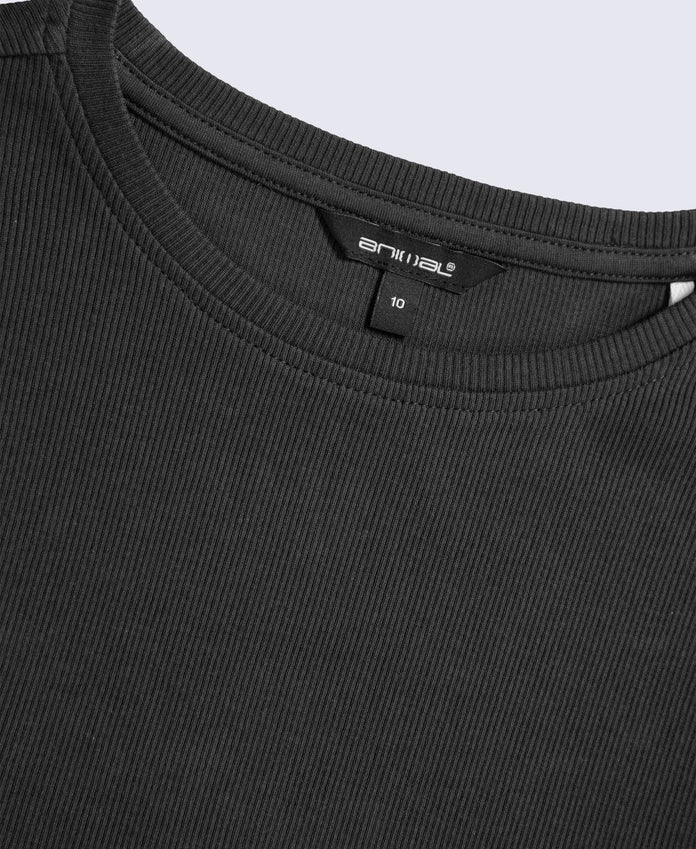 Evo Rib Womens Crew Long Sleeve Top - Black