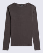 Evo Rib Womens Crew Long Sleeve Top - Dark Brown