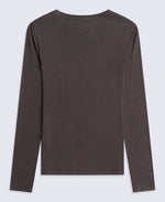 Evo Rib Womens Crew Long Sleeve Top - Dark Brown