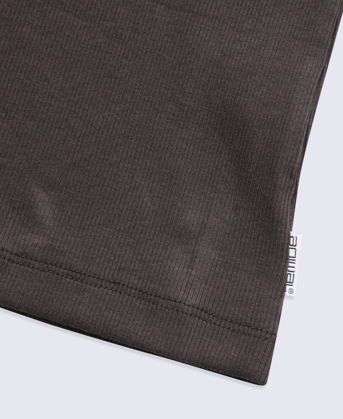 Evo Rib Womens Crew Long Sleeve Top - Dark Brown