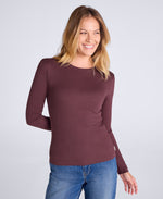 Evo Rib Womens Crew Long Sleeve Top - Dark Burgundy