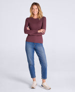 Evo Rib Womens Crew Long Sleeve Top - Dark Burgundy