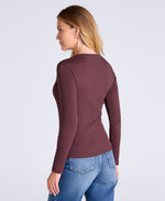 Evo Rib Womens Crew Long Sleeve Top - Dark Burgundy
