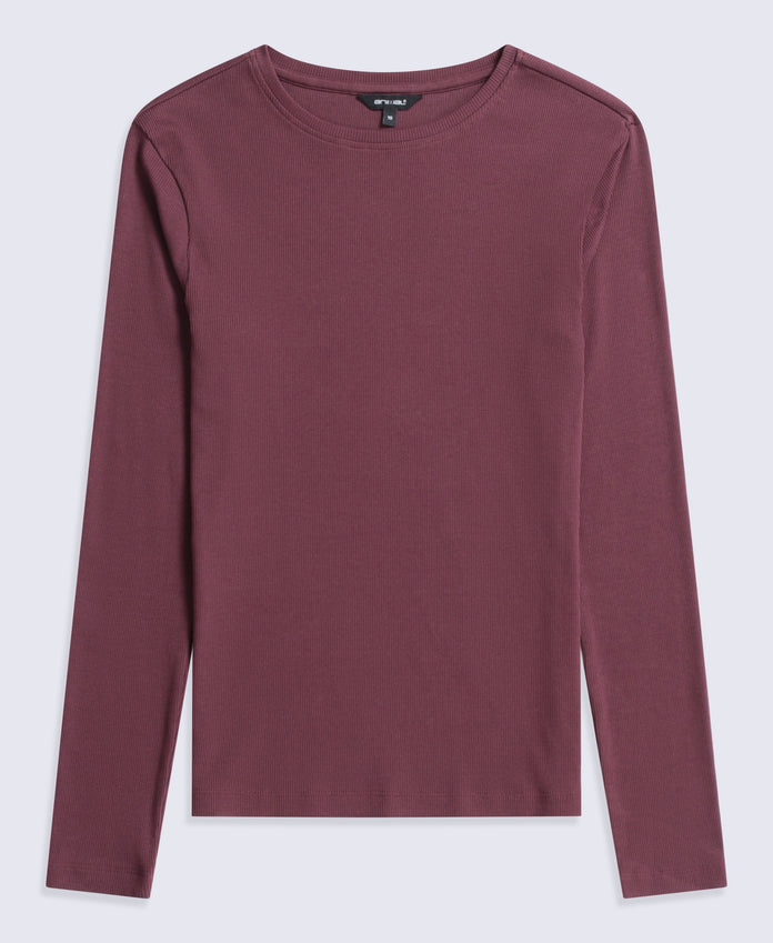 Evo Rib Womens Crew Long Sleeve Top - Dark Burgundy