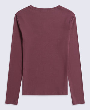 Evo Rib Womens Crew Long Sleeve Top - Dark Burgundy