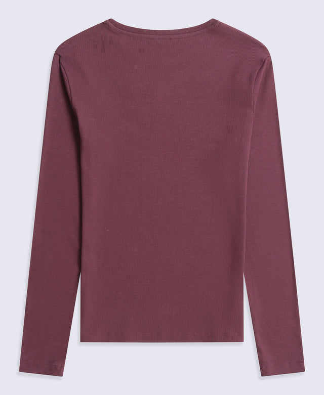 Evo Rib Womens Crew Long Sleeve Top - Dark Burgundy