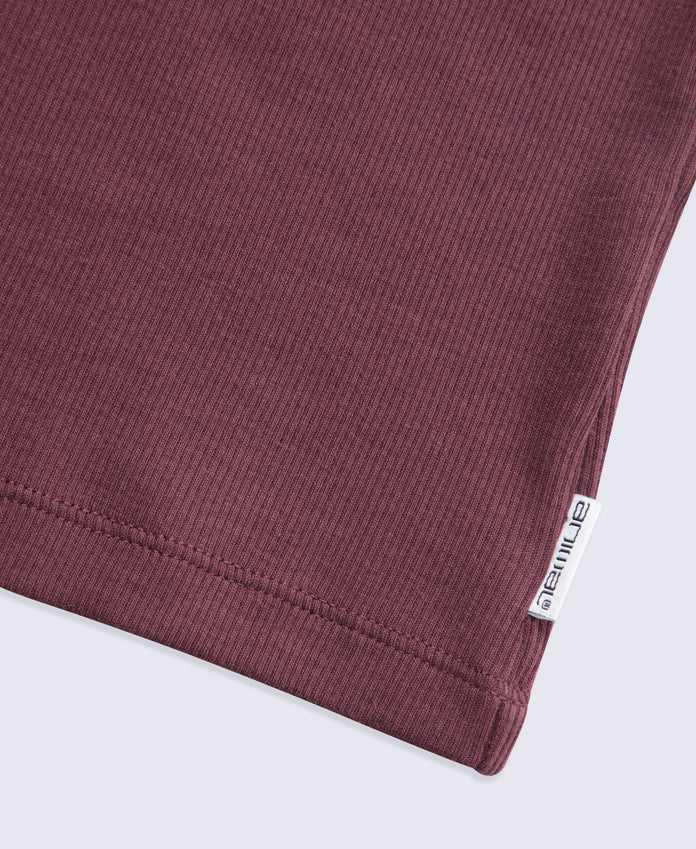 Evo Rib Womens Crew Long Sleeve Top - Dark Burgundy