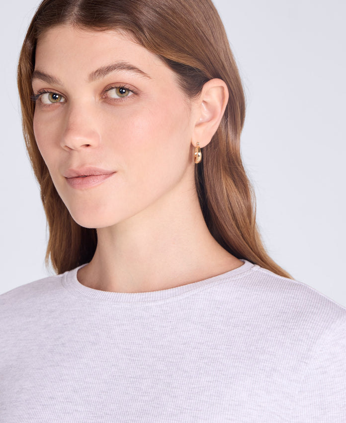 Evo Rib Womens Crew Long Sleeve Top - Grey