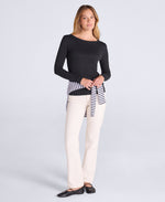 Leah Womens Boat Neck Long Sleeve Top - Black