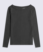 Leah Womens Boat Neck Long Sleeve Top - Black